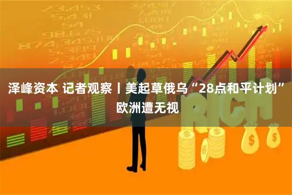 泽峰资本 记者观察丨美起草俄乌“28点和平计划” 欧洲遭无视
